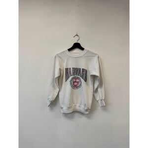 Vintage Harvard‎ Sweatshirt Youth Large White Crewneck Ultra Sweats USA 90s